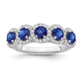 Sterling Silver Diamond and Blue Sapphire Halo Ring, Size 7 R797