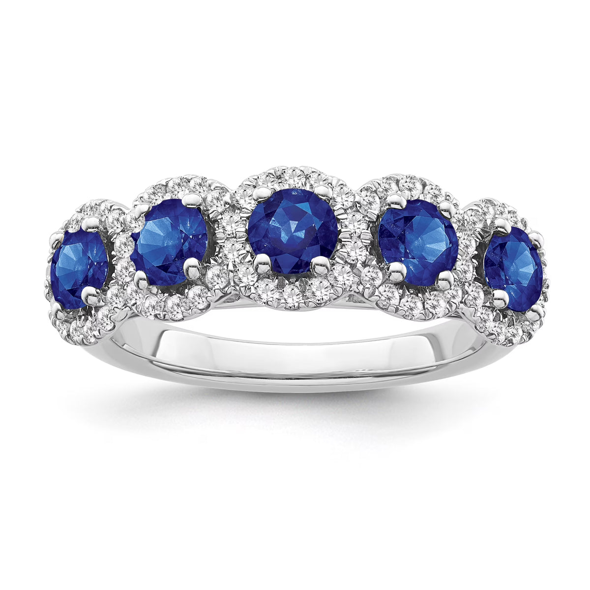 Sterling Silver Diamond and Blue Sapphire Halo Ring, Size 7 R797