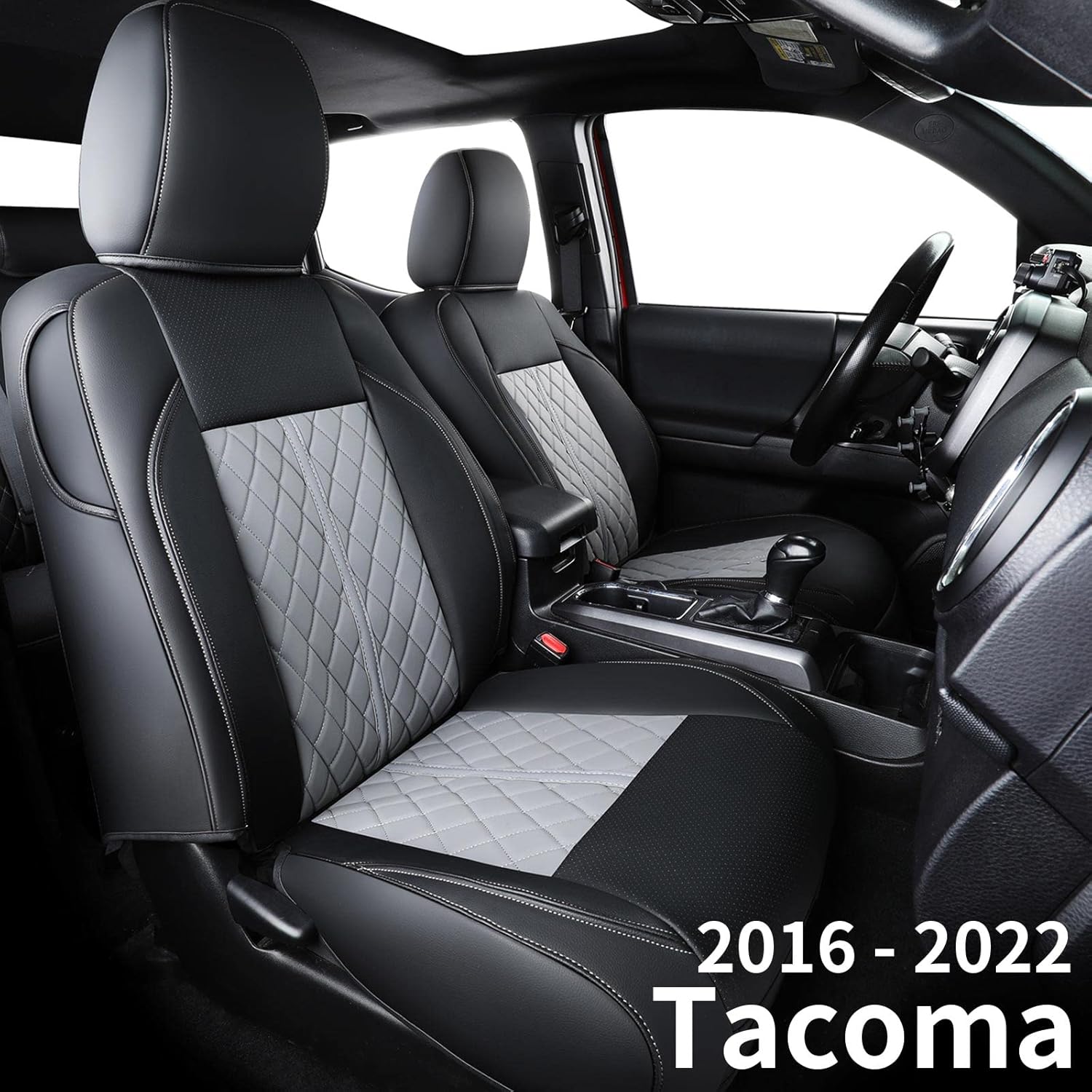 Black Waterproof Faux Leather Front Seat Covers J308165