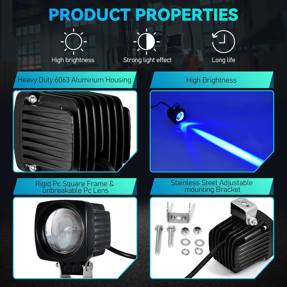 Blue LED Forklift Safety Lights 10W Pack of 2 T140139