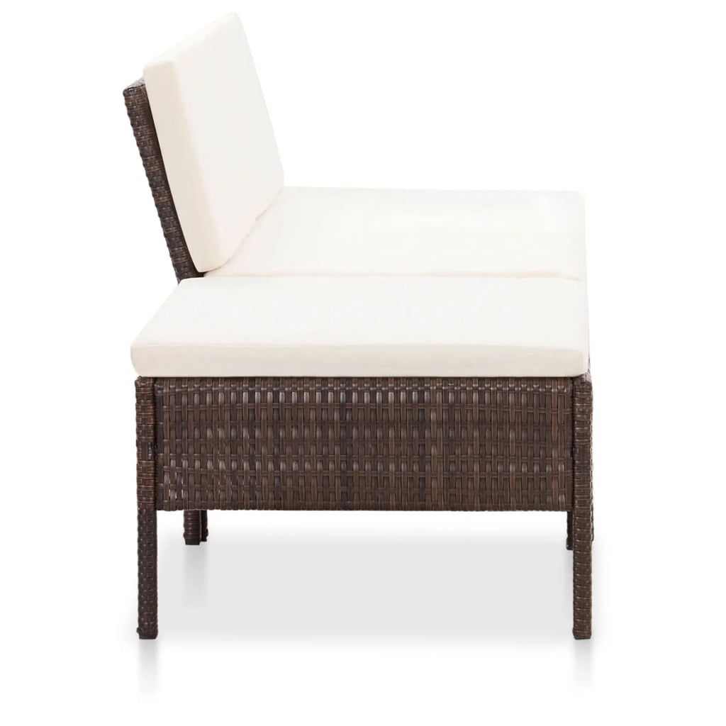 3 Piece Outdoor Sectional Sofa Set with Cushions Poly Rattan Steel Frame A530828