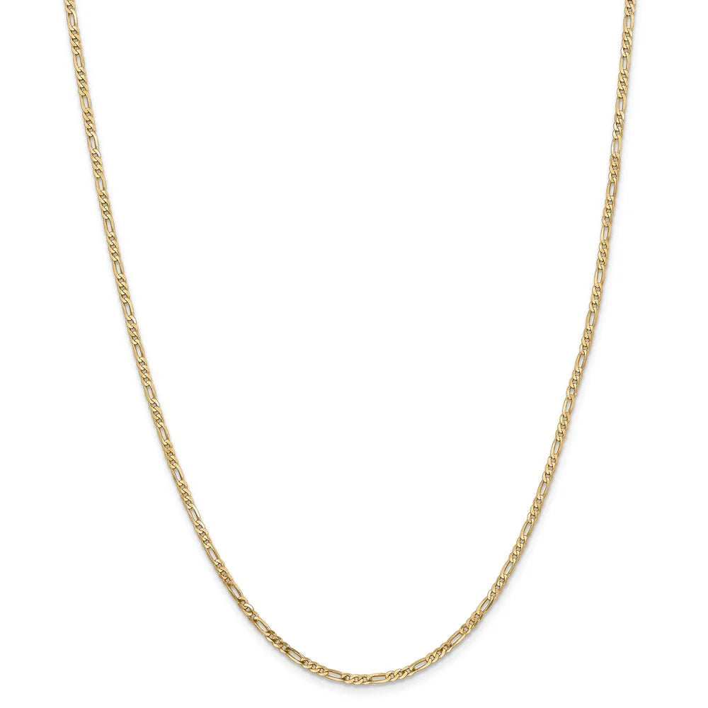 14kt Yellow Gold Flat Figaro Chain 22 inch Lobster Clasp F344