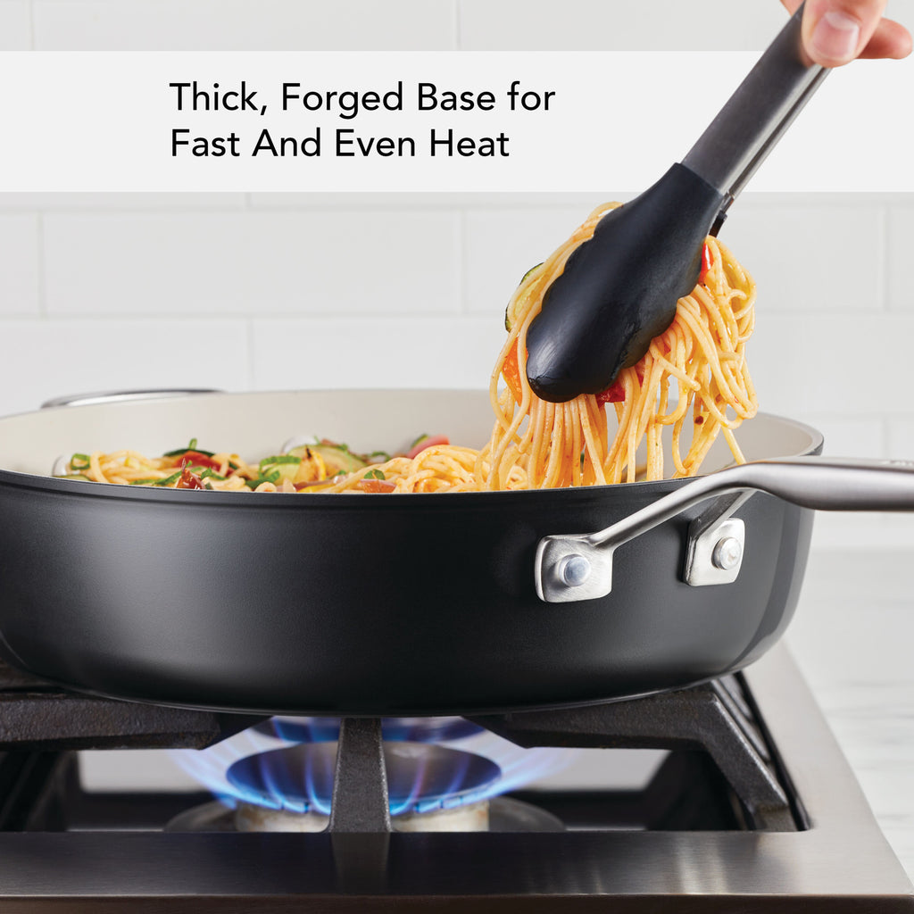 Matte Black 5 Quart Nonstick Ceramic Saute Pan with Lid Y79979