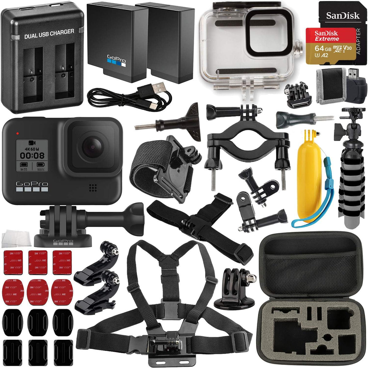 GoPro Hero8 Action Camera (Black) with Underwater Housing, Battery, Floating Hand Grip U840