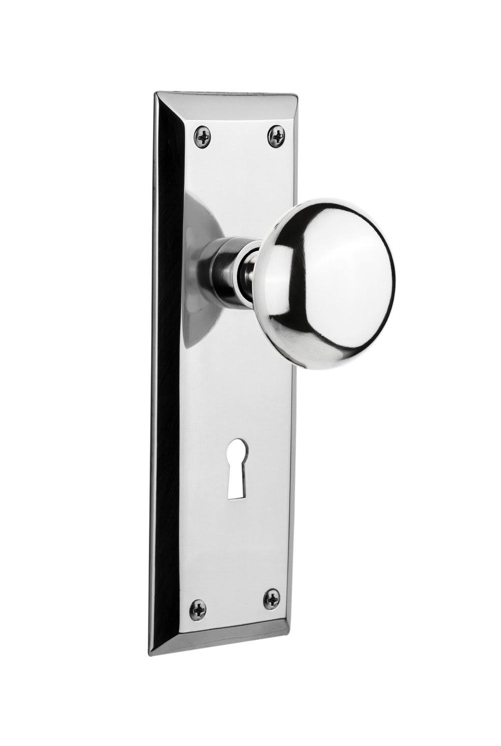 Bright Chrome Door Knob with Plate N477177
