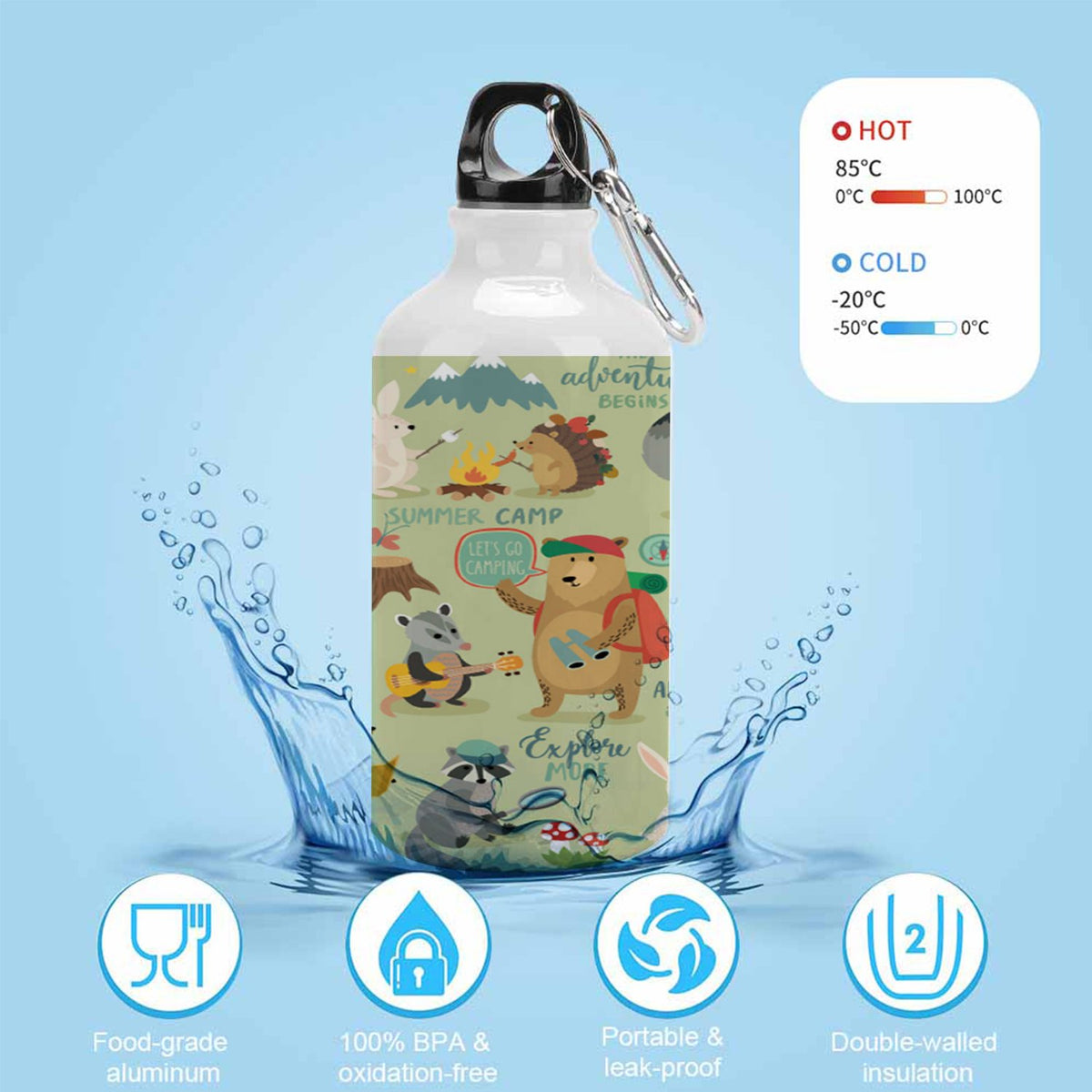400ml Sport Aluminum Water Bottle with Twist Cap I371
