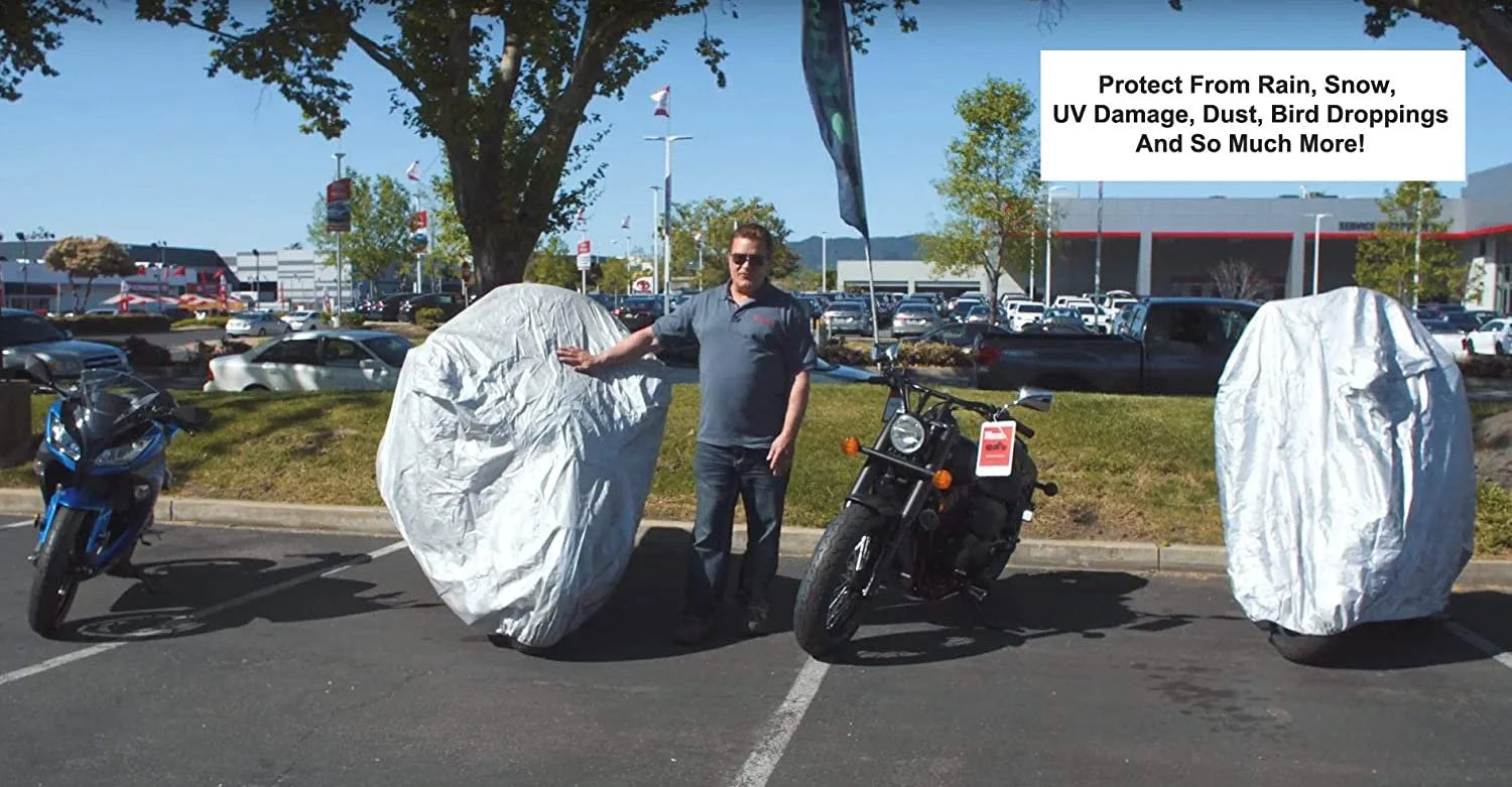 Motorcycle Cover with Securing Straps and Storage Bag E800777