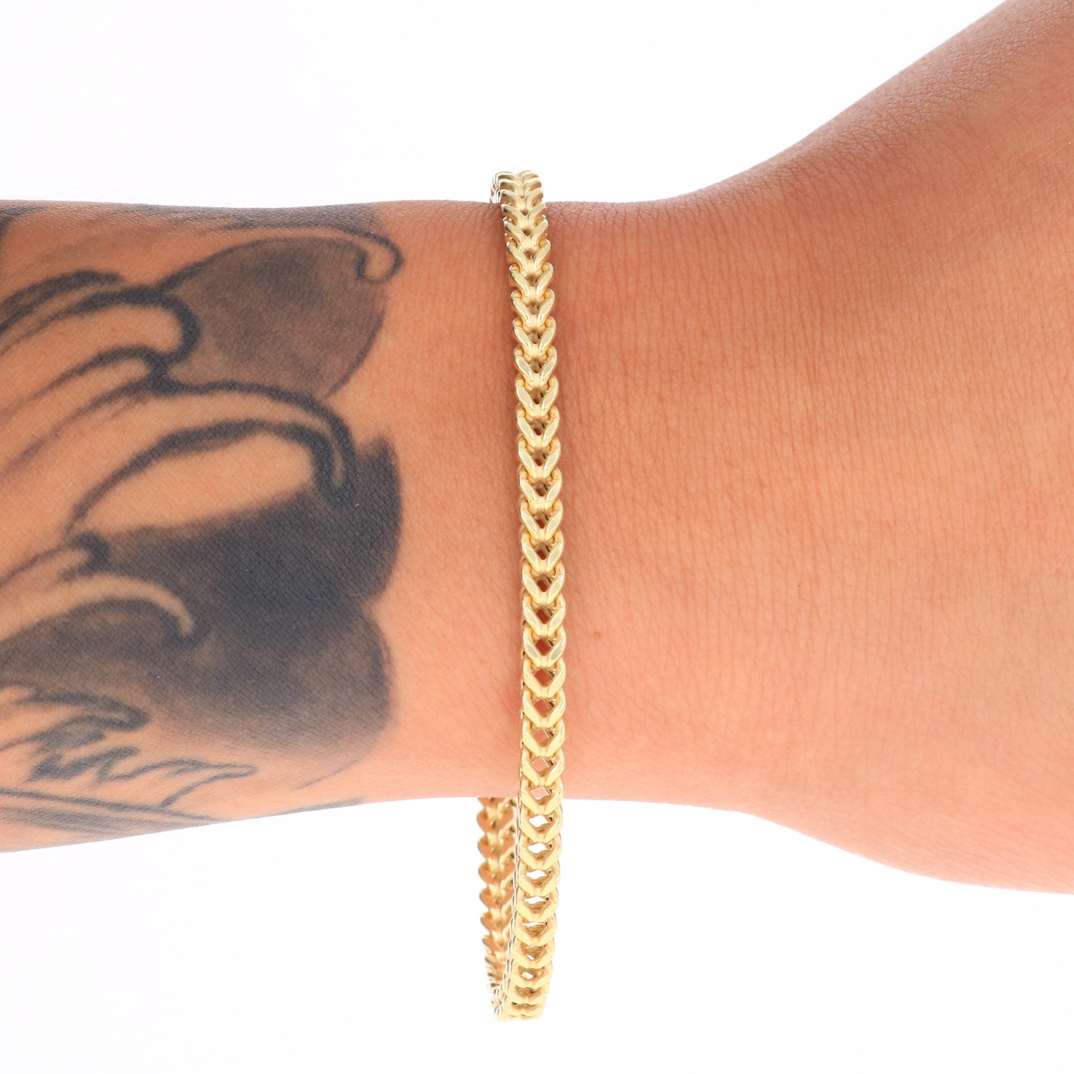 10k Yellow Gold 4mm Franco Chain Bracelet 7" - 9" M243