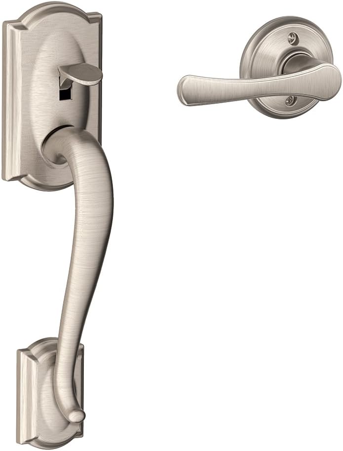 Camelot Front Entry Handleset with Lever, Satin Nickel Q99190