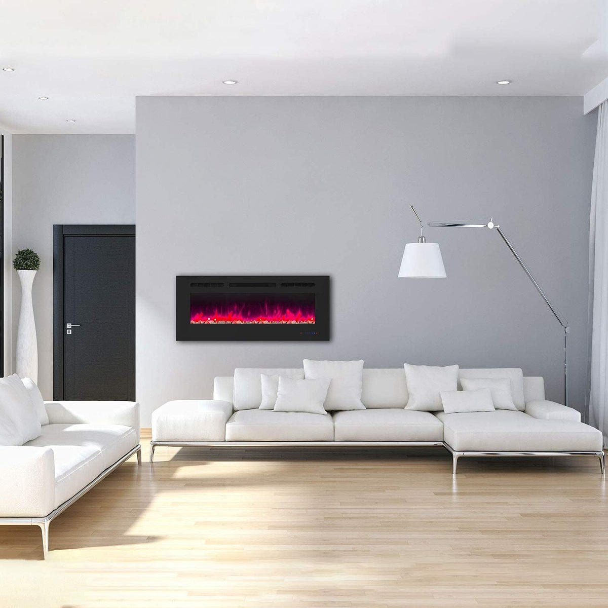 Recessed and Wall Mounted Electric Fireplace Insert with Remote V36166