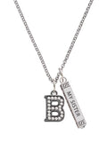Black Nickeltone Crystal Initial Bar Charm Necklace, 23" F984
