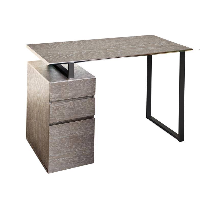 Reversible Home Office Desk with Filing Cabinet in Gray F116