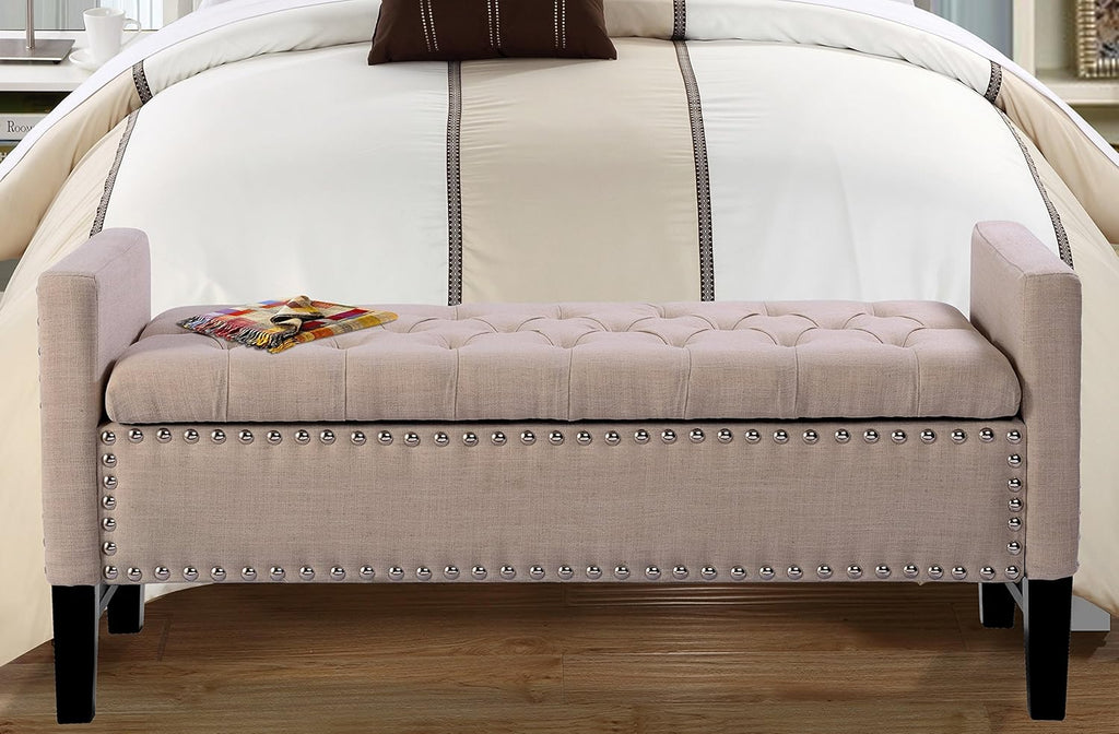 Black Croc PU Leather Button Tufted Storage Bench G548