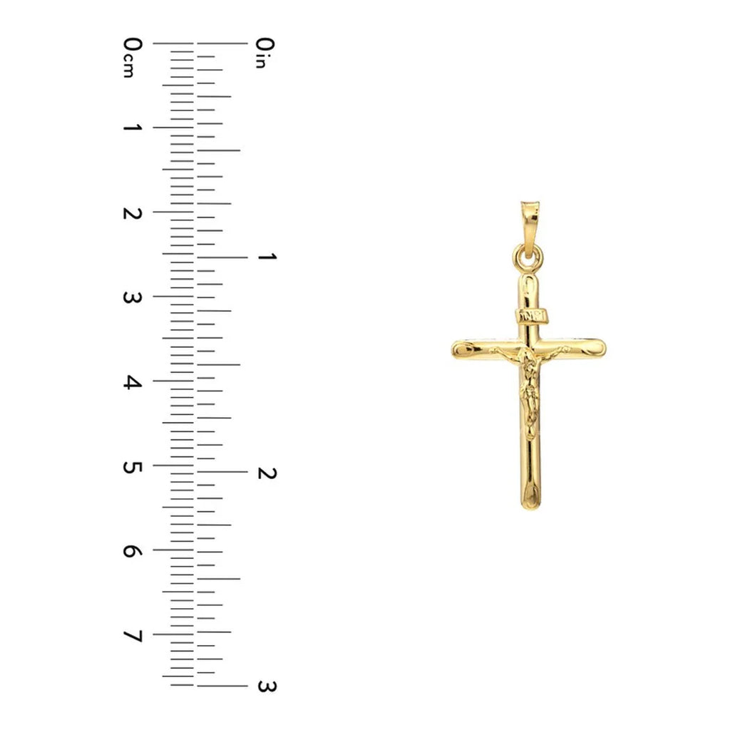 14k Yellow Gold Hollow 3d Crucifix Pendant Necklace K57911