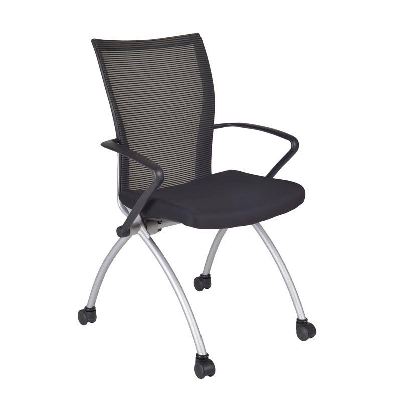 Cherry Training Table with 2 Blue Stack Chairs E507