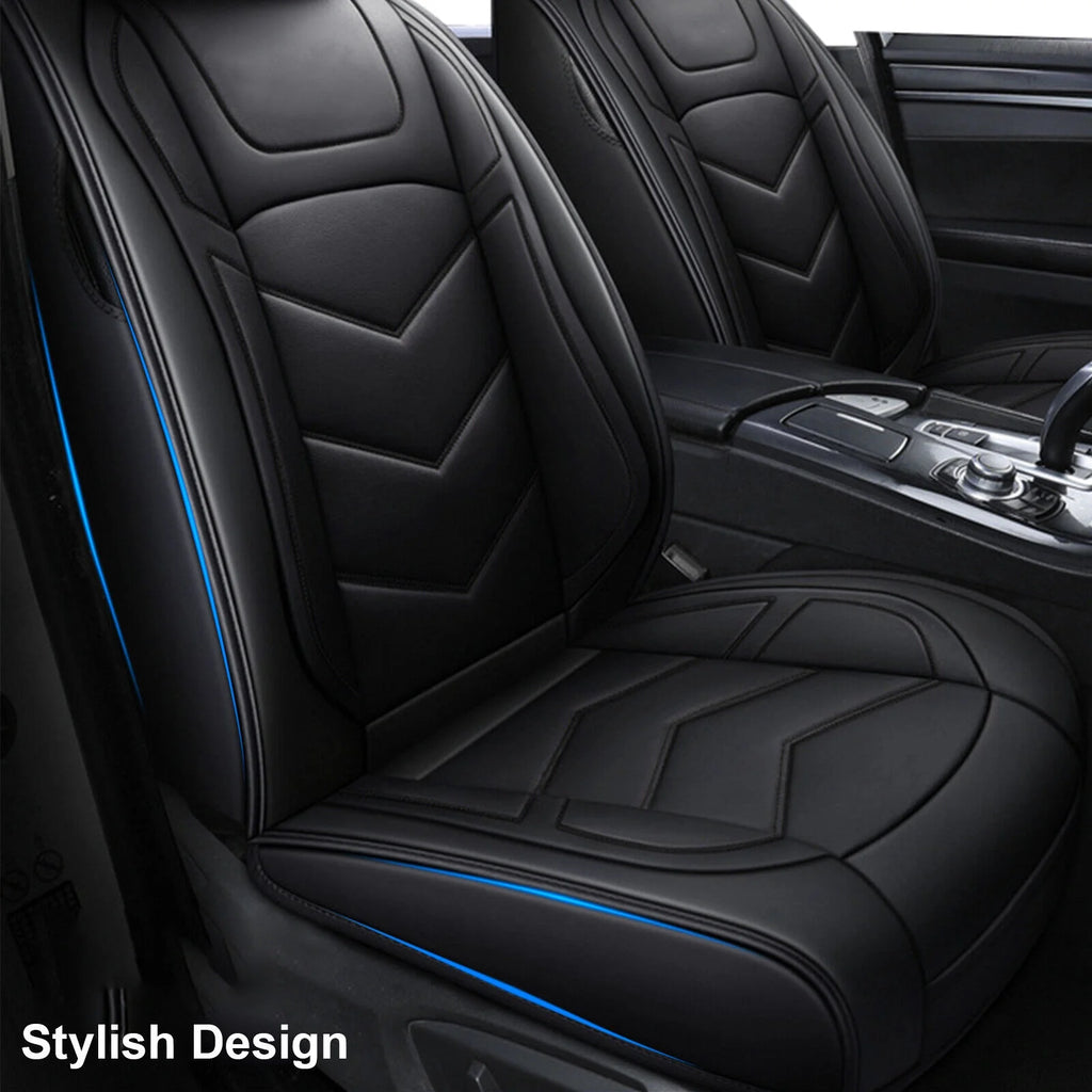 2PCS Waterproof PU Leather Front Car Seat Covers Black J657993