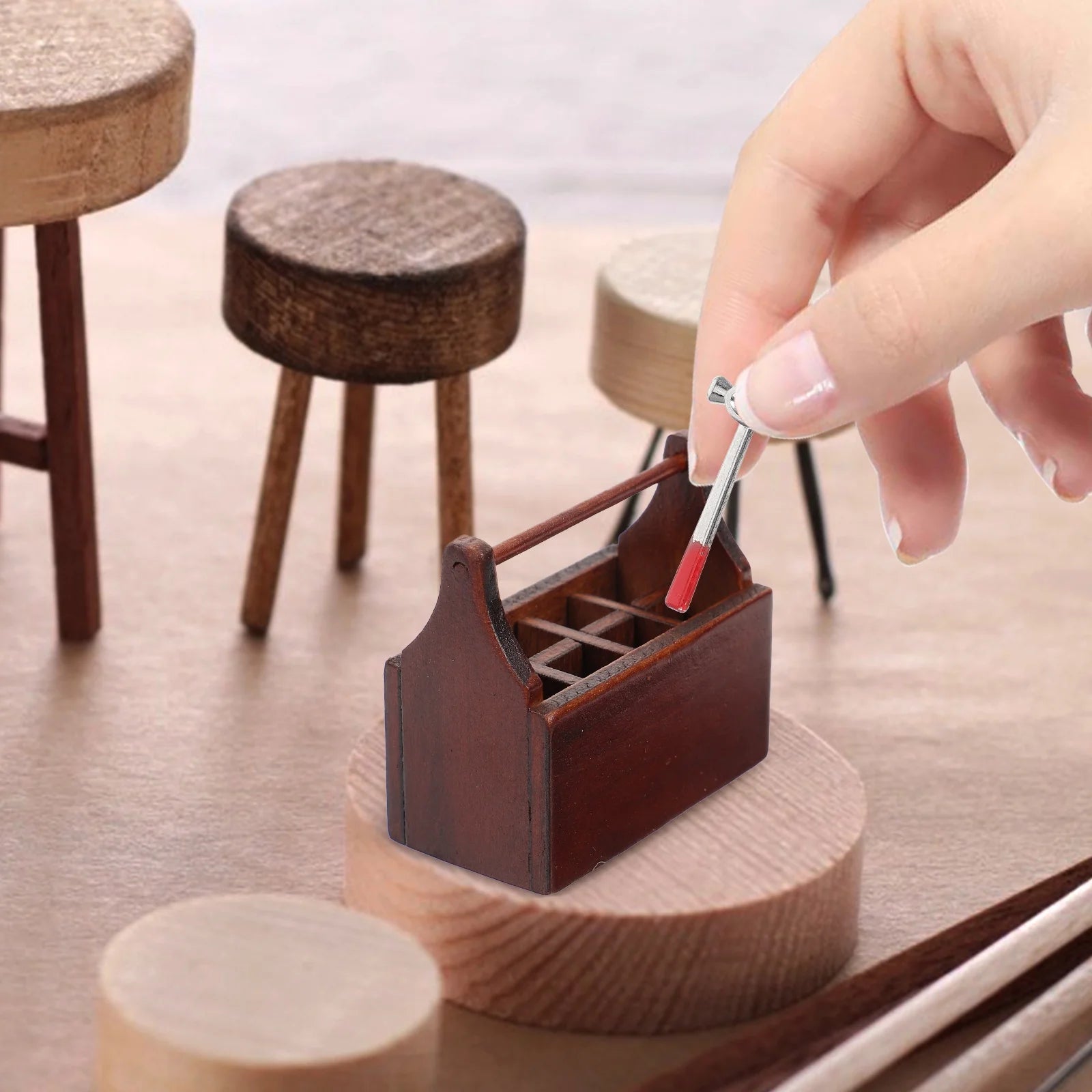 Walnut Toy Tabletop Decor Miniature House Accessories V439