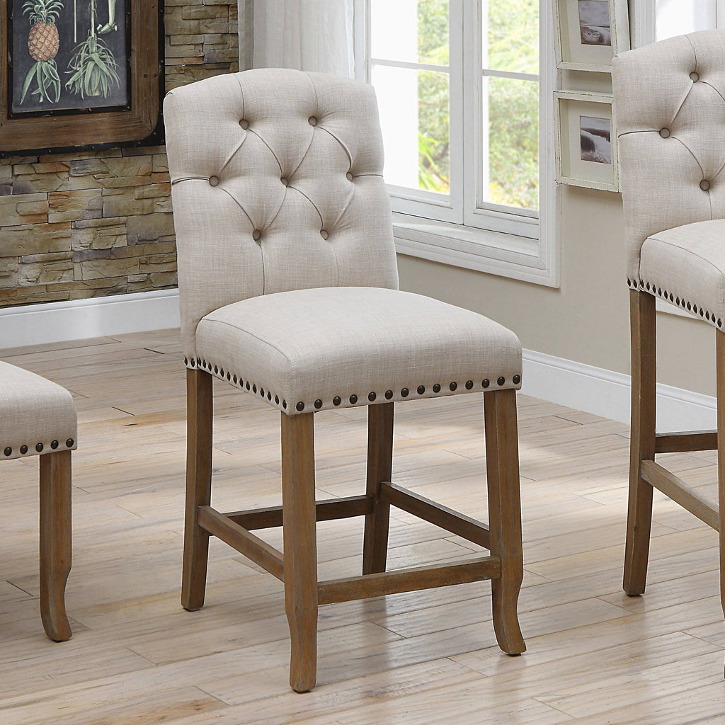 Rustic Tufted Counter Chairs (Set of 2) Light Grey/Brown X791