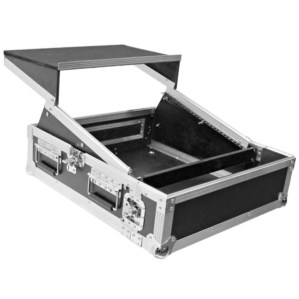 Heavy Duty 2 Space ATA Rack Case with 10U DJ Mixer Top and Laptop Shelf W6480