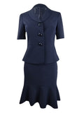 Navy Petite Flare-Hem Skirt Suit G295158