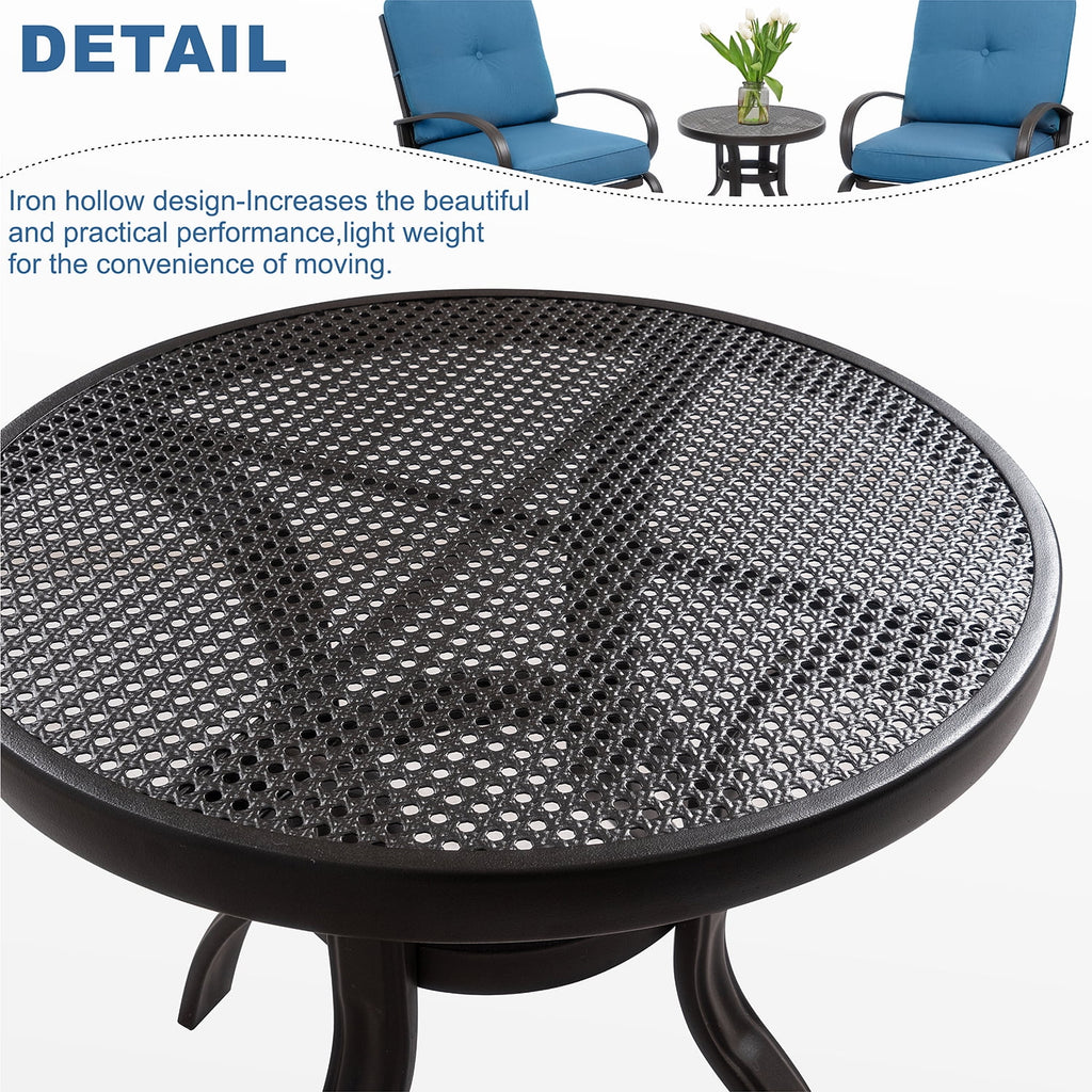 Blue 3-Piece Bistro Set with Cushions & Metal Frame T54165