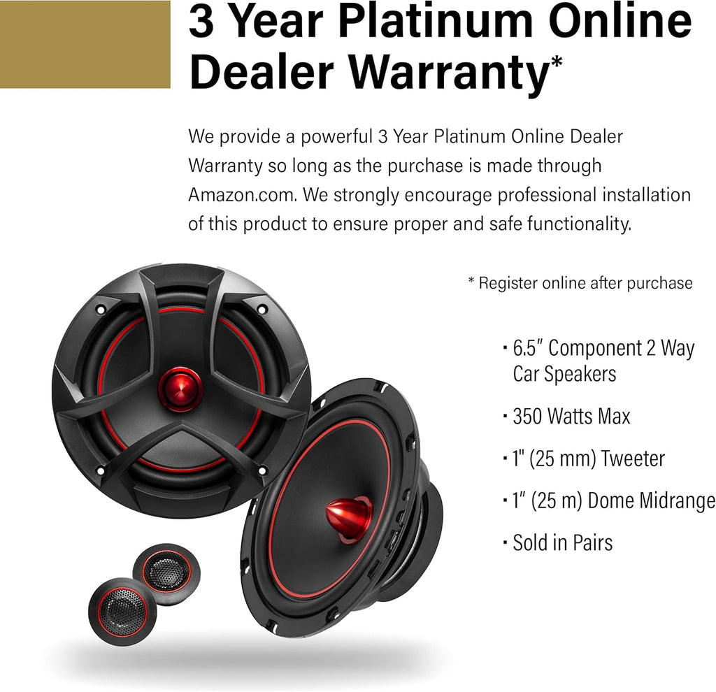6.5 Inch 2 Way Component Car Speakers, 350 Watts Per Pair C32019