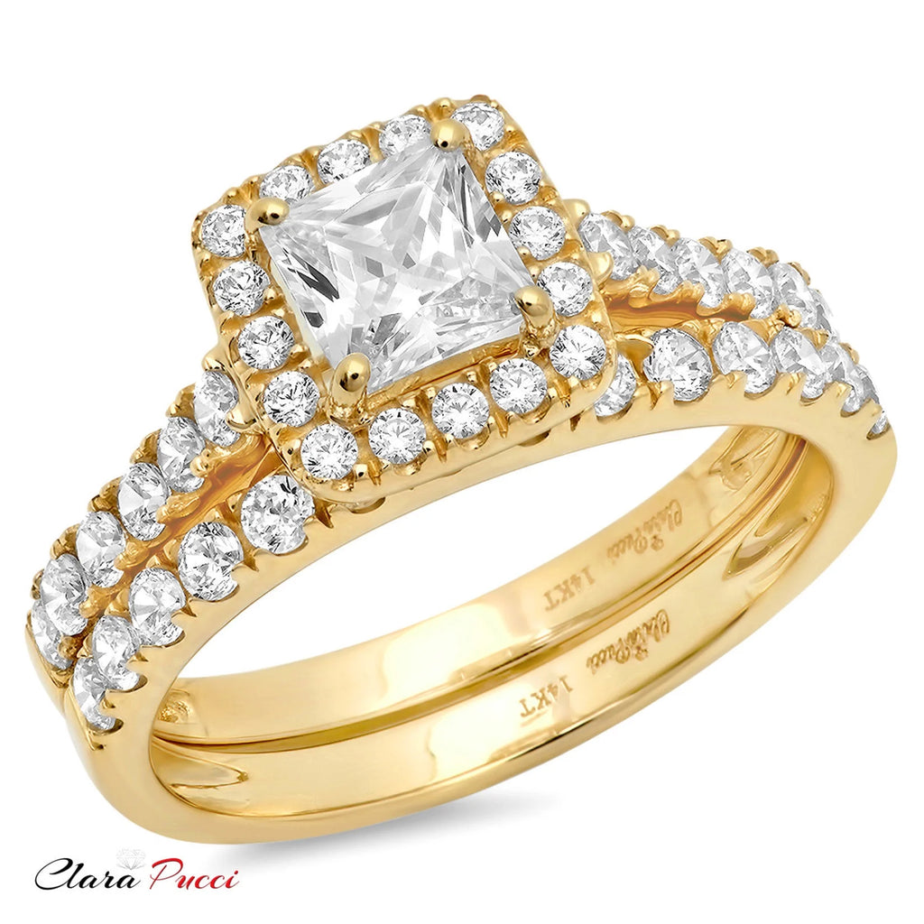 18K Yellow Gold Halo Engagement Ring with Diamond H7084