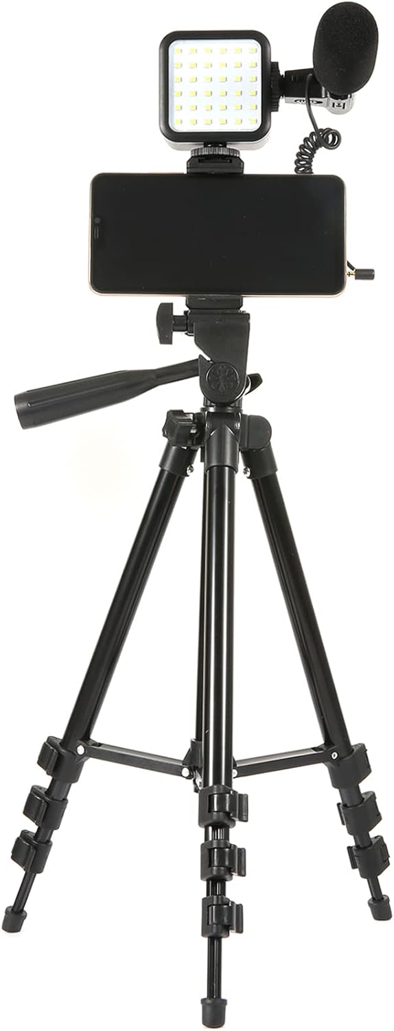 Smartphone Video Kit with LED Light, Wireless Remote, Phone Holder, Mic, Extendable Tripod Stand Z10624