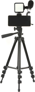 Smartphone Video Kit with LED Light, Wireless Remote, Phone Holder, Mic, Extendable Tripod Stand Z10624
