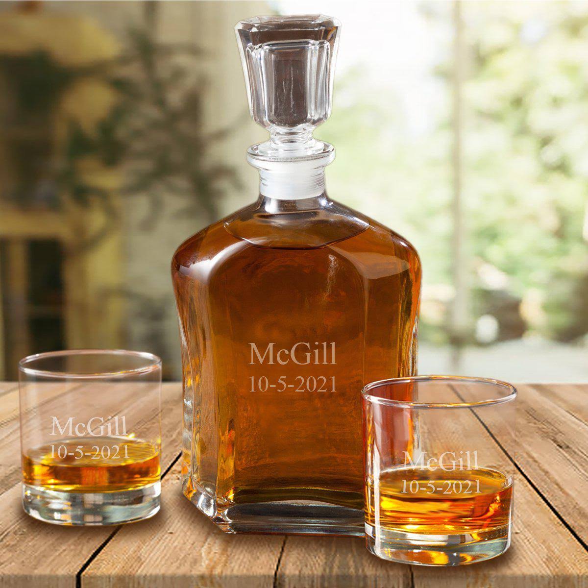 Decanter Set with 2 Lowball Glasses A23482