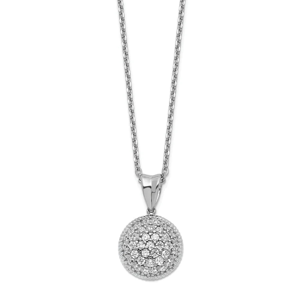 925 Sterling Silver CZ Circle 18in Necklace with Lobster Clasp C3019