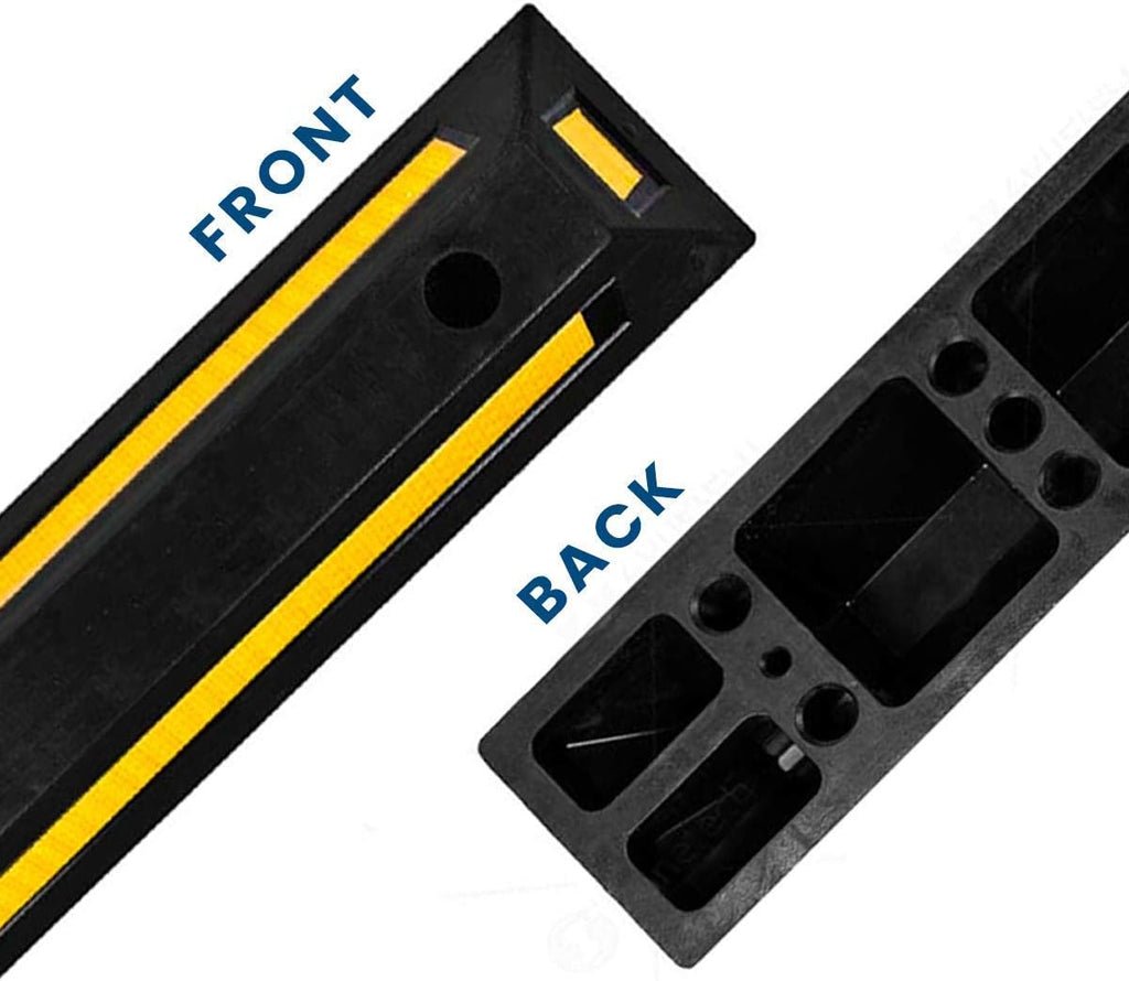 Black Rubber Parking Curb with Yellow Reflective Stripes, 4 Pack I291