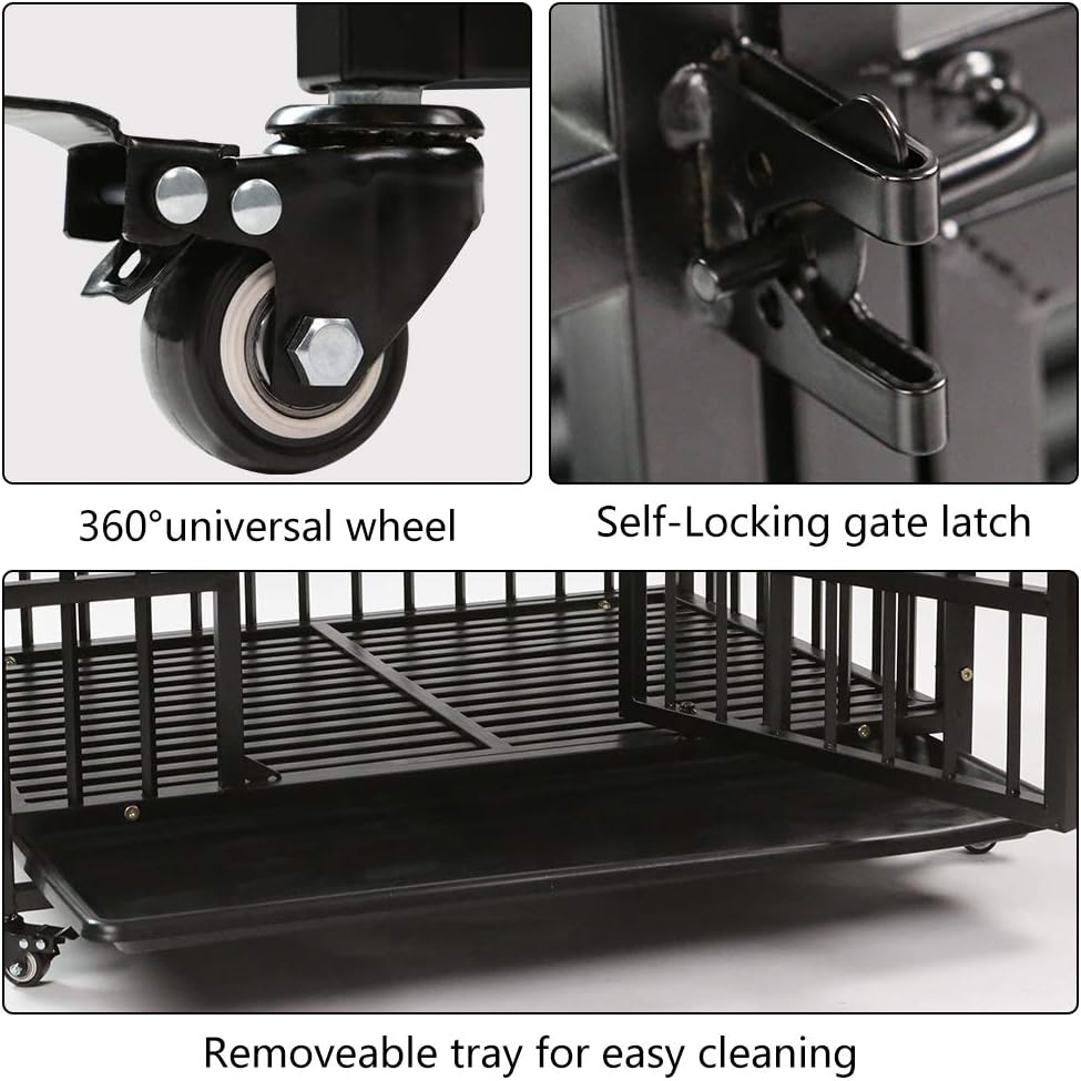 Heavy Duty Metal Dog Crate with Four Wheels, 38 inches C2183
