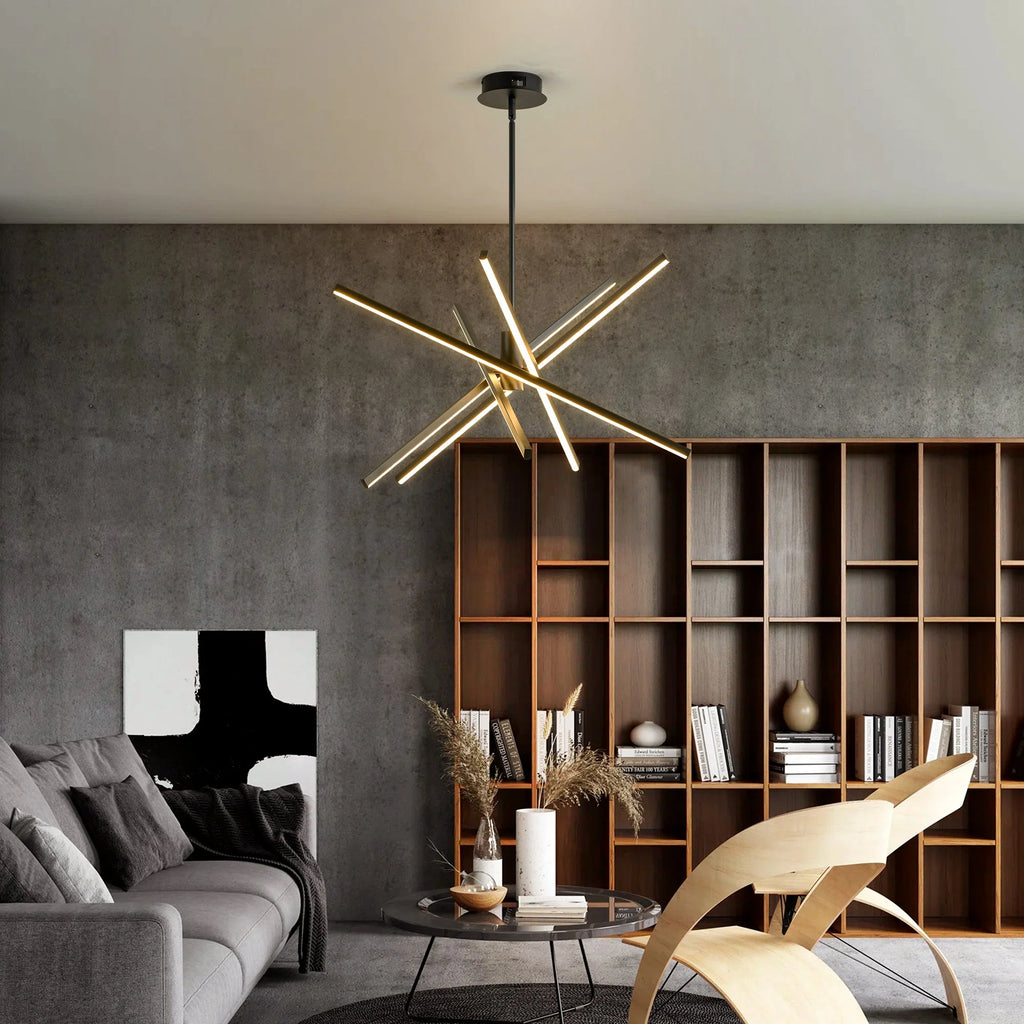 5-Light Aluminum Dimmable LED Linear Chandelier Q199426