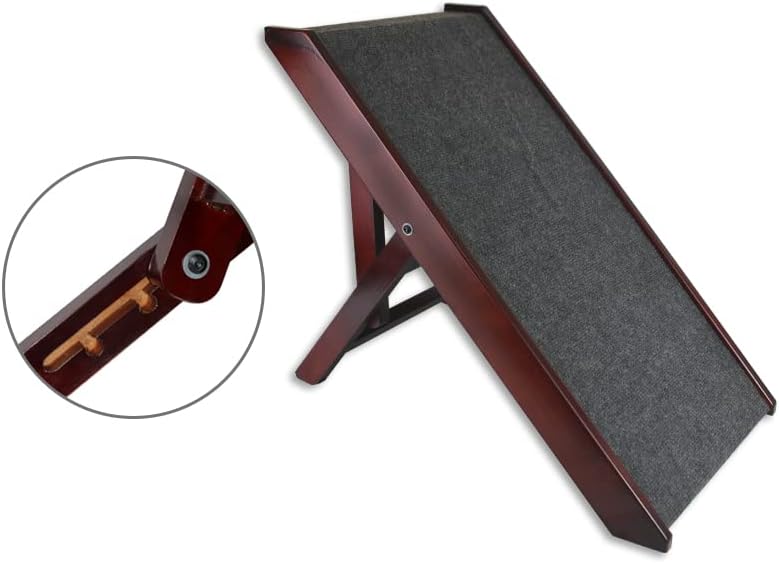 Wooden Collapsible Pet Ramp with Non-Slip Carpet for Small Dogs B693