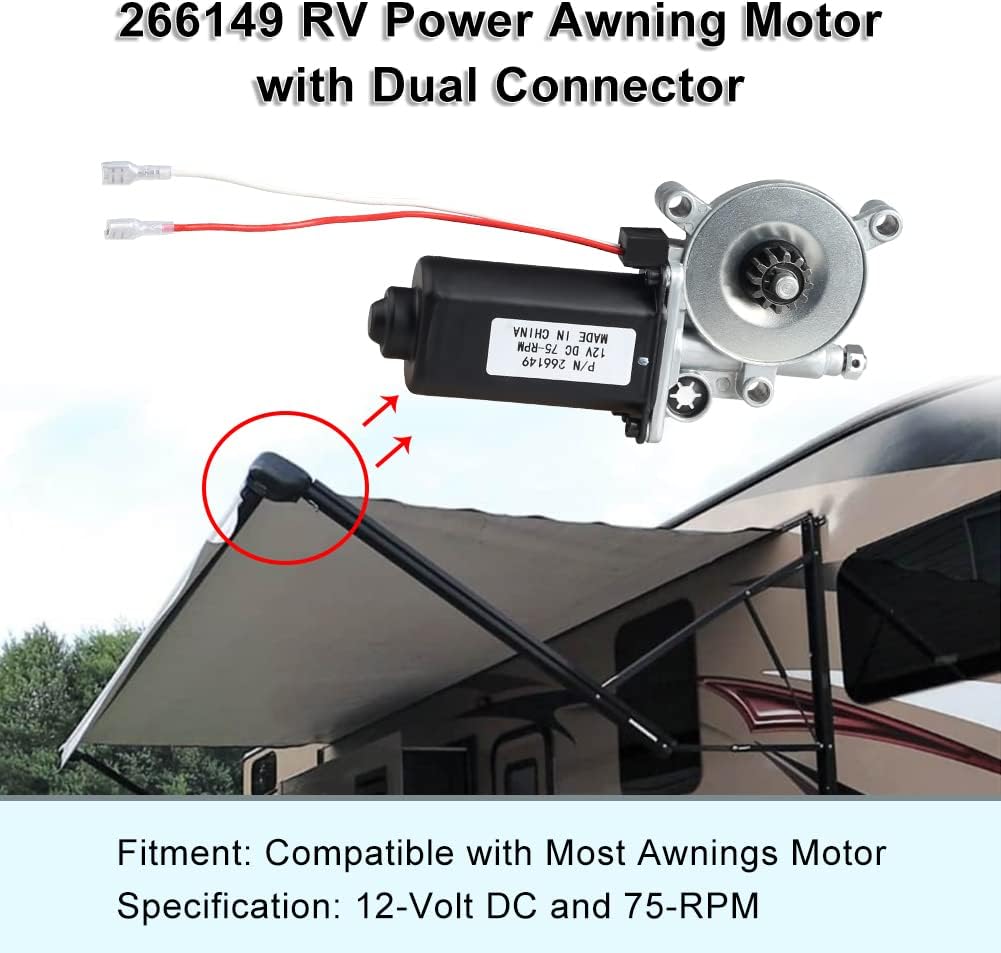 RV Power Awning Motor Replacement, Dual Connector, 12-Volt DC, 75-RPM, Pack of 2 P935448