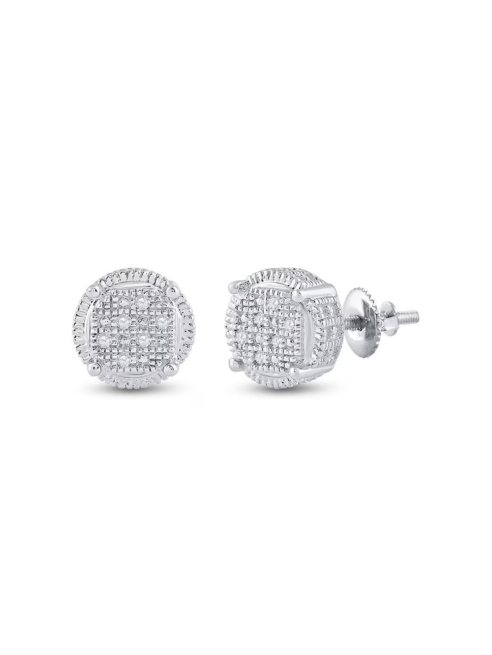 Sterling Silver Diamond Cluster Earrings .03 Cttw J331