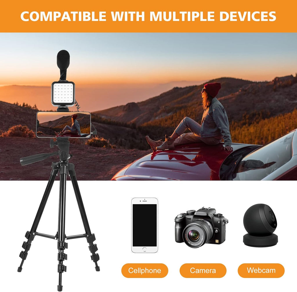 Smartphone Video Kit with LED Light, Wireless Remote, Phone Holder, Mic, Extendable Tripod Stand Z10624