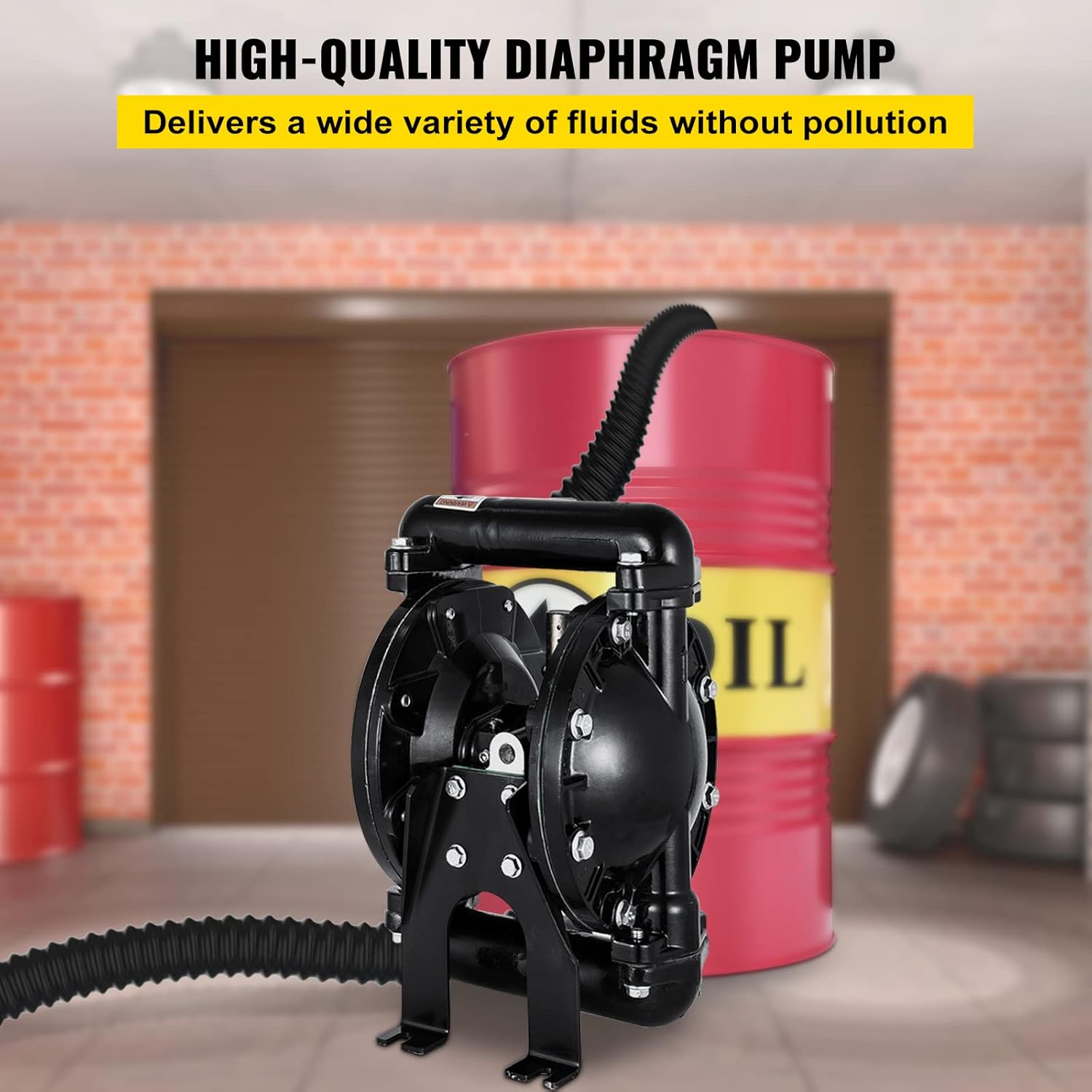 Air-Operated Double Diaphragm Pump 1 inch Aluminum 35 GPM Max 120PSI X2067