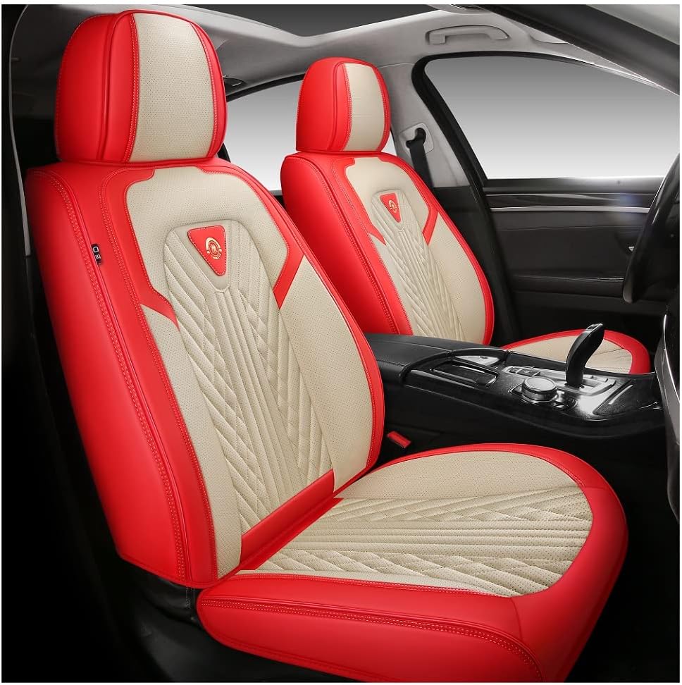 Black PU Leather Car Seat Covers 5 Seats Full Set F290