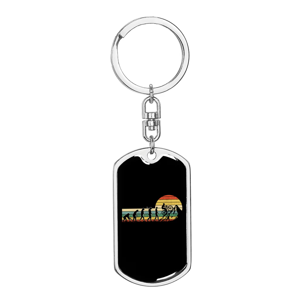 Stainless Steel or 18k Gold Swivel Dog Tag Keychain U8485
