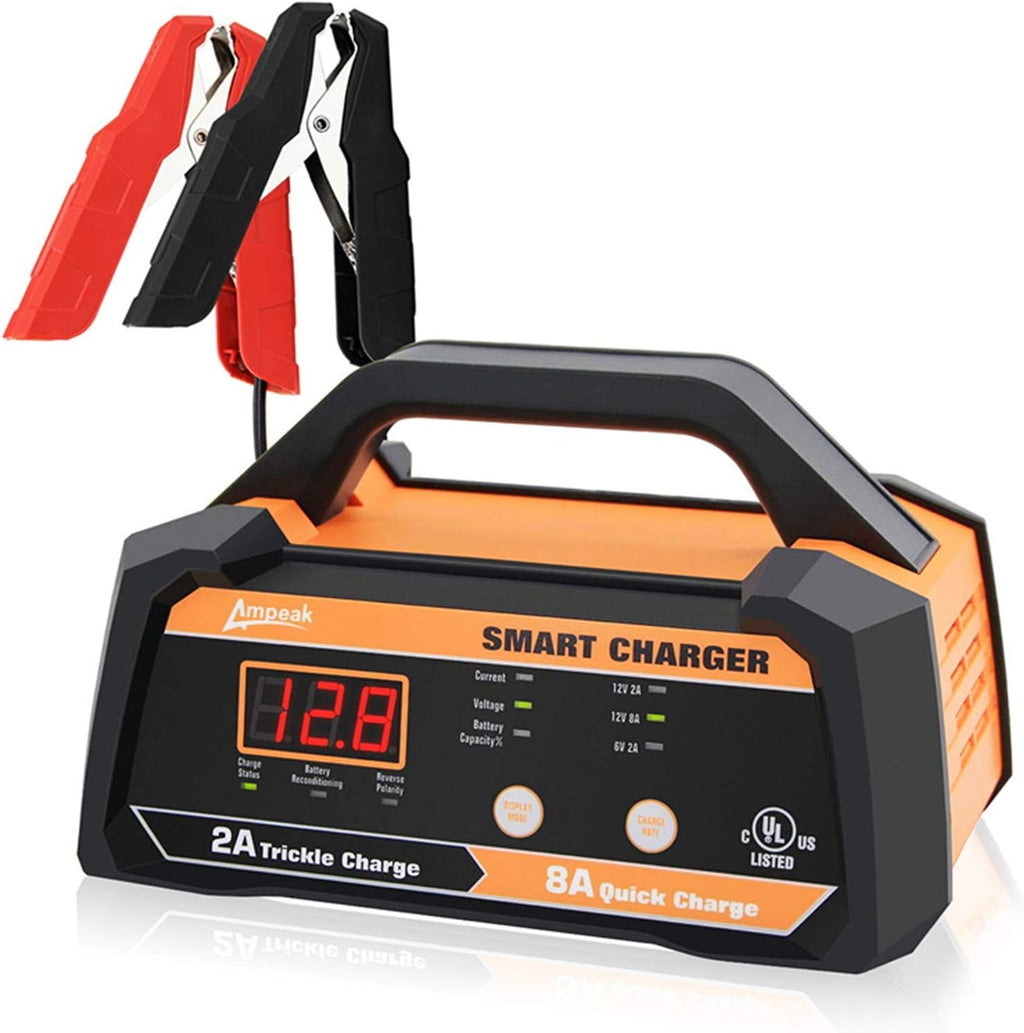 6V 12V Smart Car Battery Charger and Maintainer 2A 8A with Cable Clamps H2641
