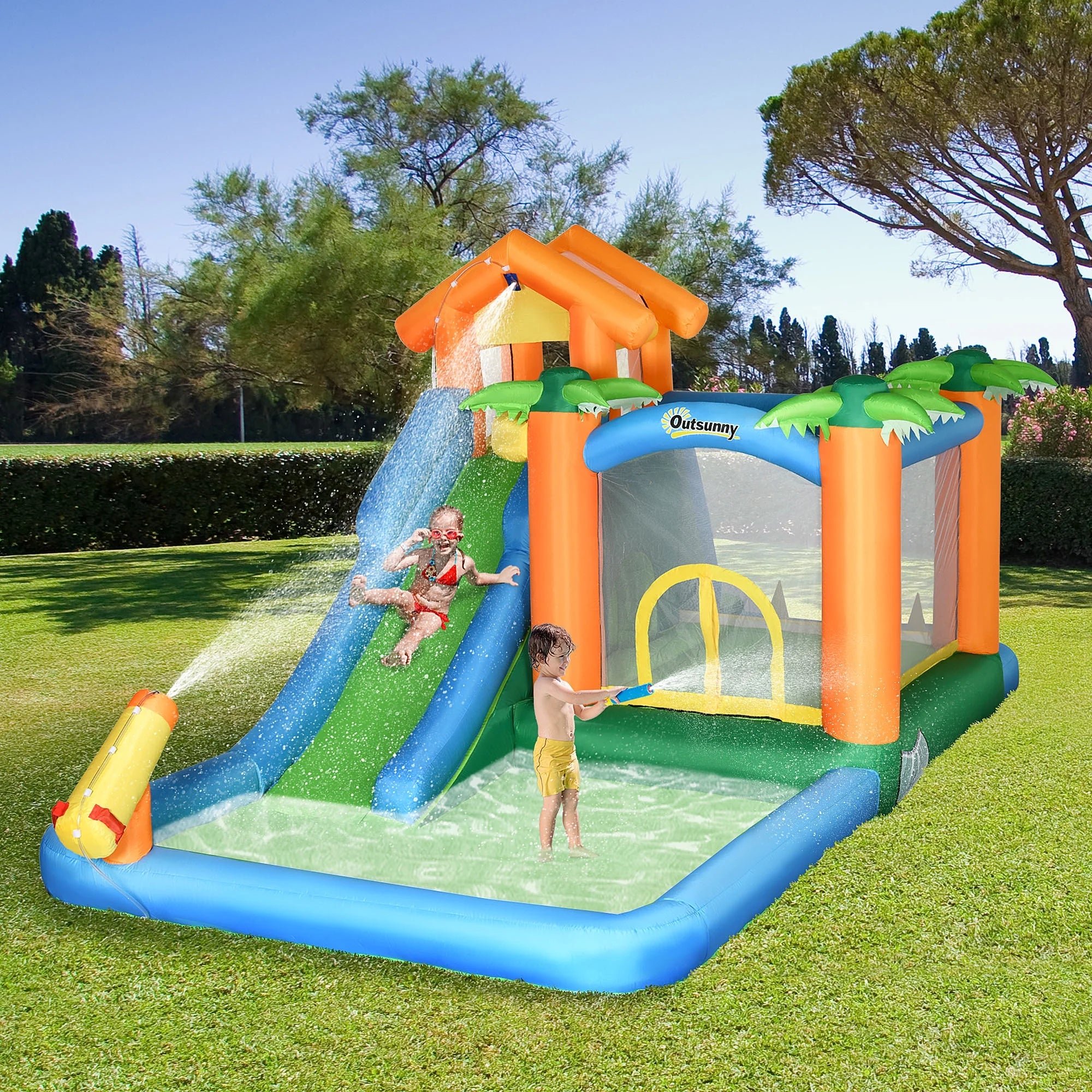 6-in-1 Inflatable Water Slide with 450W Air Blower U479