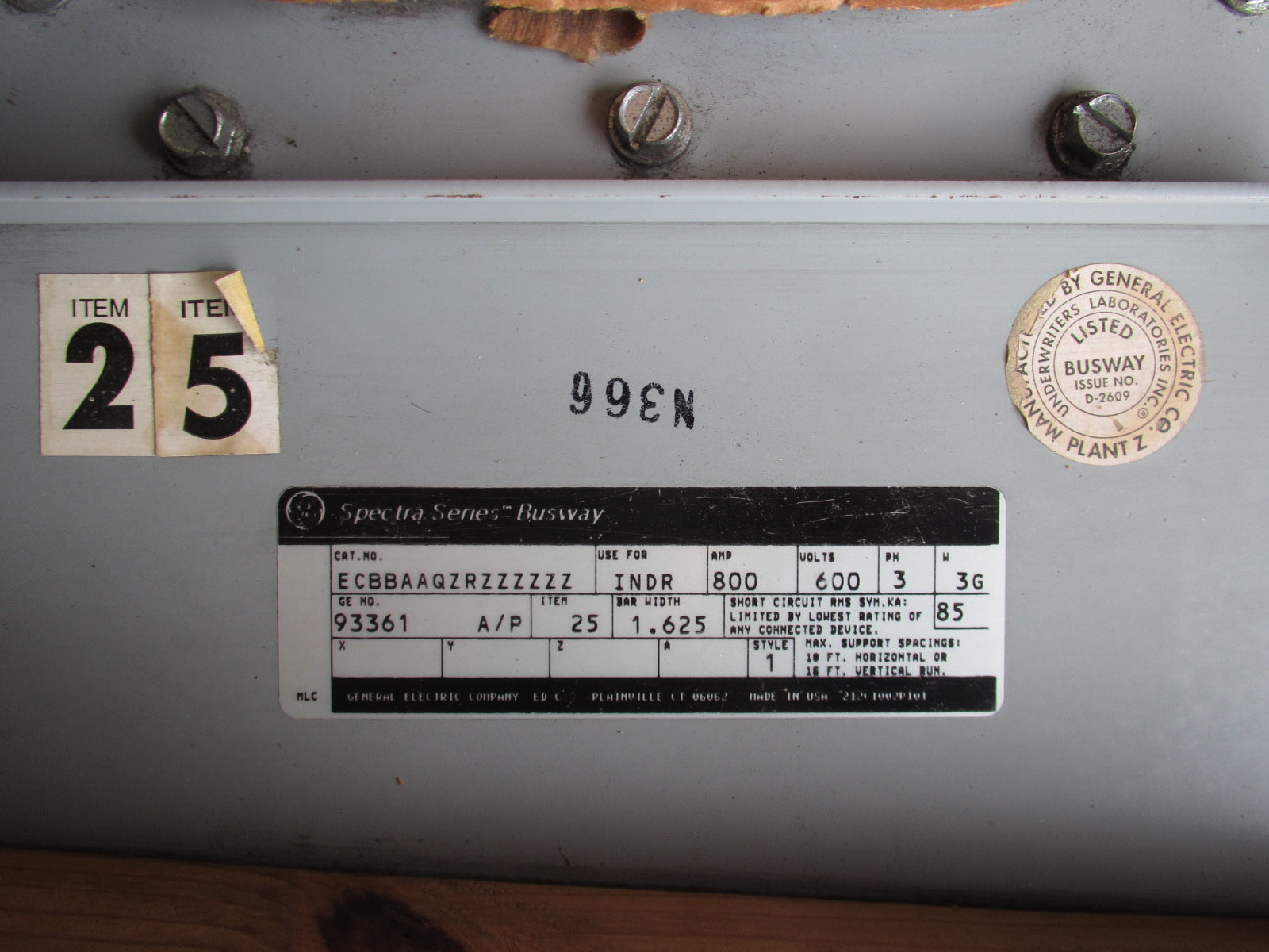 800 Amp 600V 3P Busway End Tap Box H522436