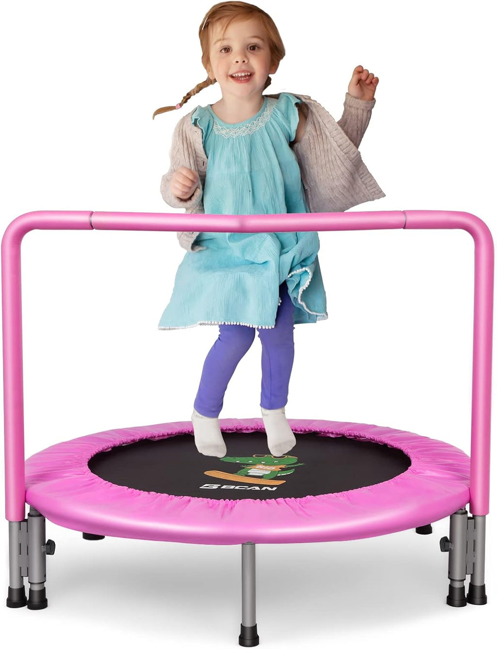 36'' Mini Folding Toddler Trampoline with Handle and Safety Padded Cover P7709