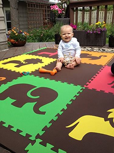 Red, Yellow, Orange, Lime & Brown Interlocking Foam Play Mat Y592348