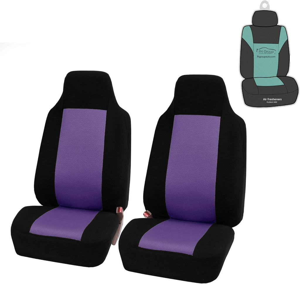 Black Cloth High Back Car Seat Covers Front Set Pack of 2 W60262