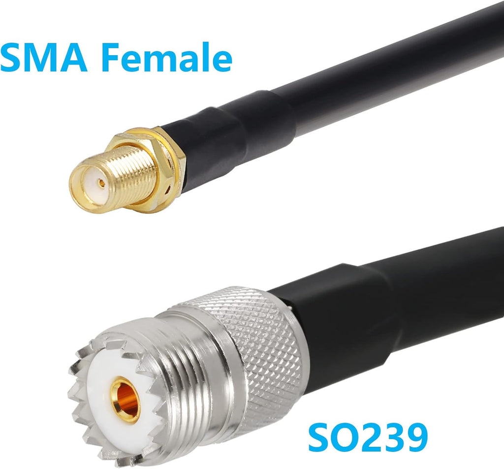36 ft SMA Female to SO239 Extension Cable, Pure Copper Low-Loss Coaxial Cable, 50 Ohm R520083