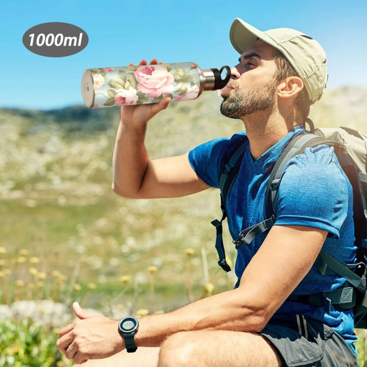 Pink Stainless Steel Insulated Water Bottle with Straw Lid T34878
