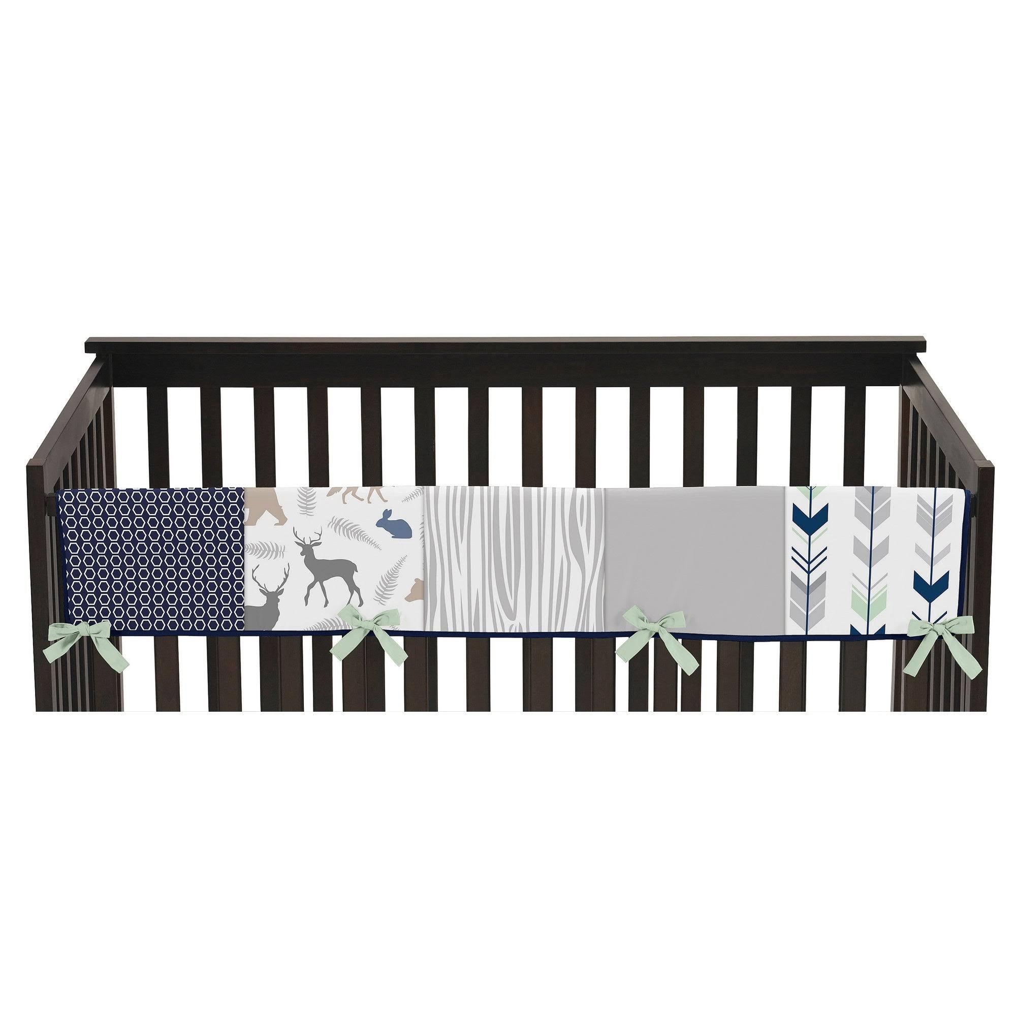 Navy Blue Mint and Grey 5 Pieces Crib Bedding Set I30225